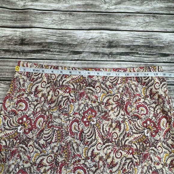 Charter Club Womens Paisley Pencil Skirt Cream Brown Yellow Red 10 Elastic Waist - Picture 11 of 11